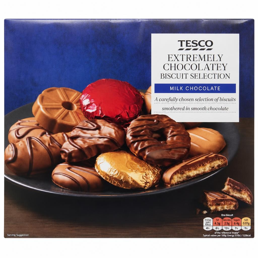 Tesco Extremely Chocolatey Biscuit Selection - Milk Chocolate 400g
