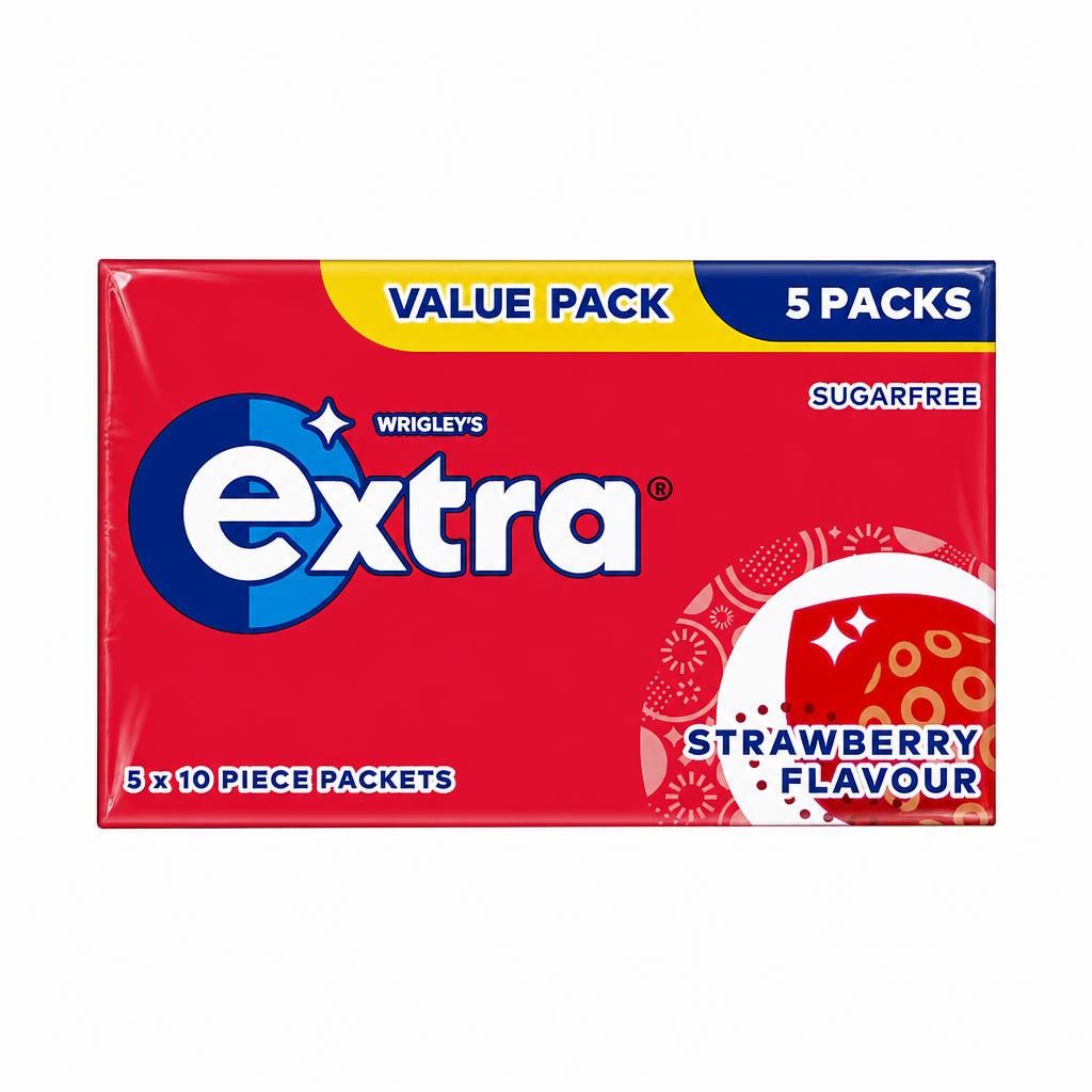 Wrigley's Extra Strawberry Flavour Sugarfree Chewing Gum 5 x 10 Pieces 70g
