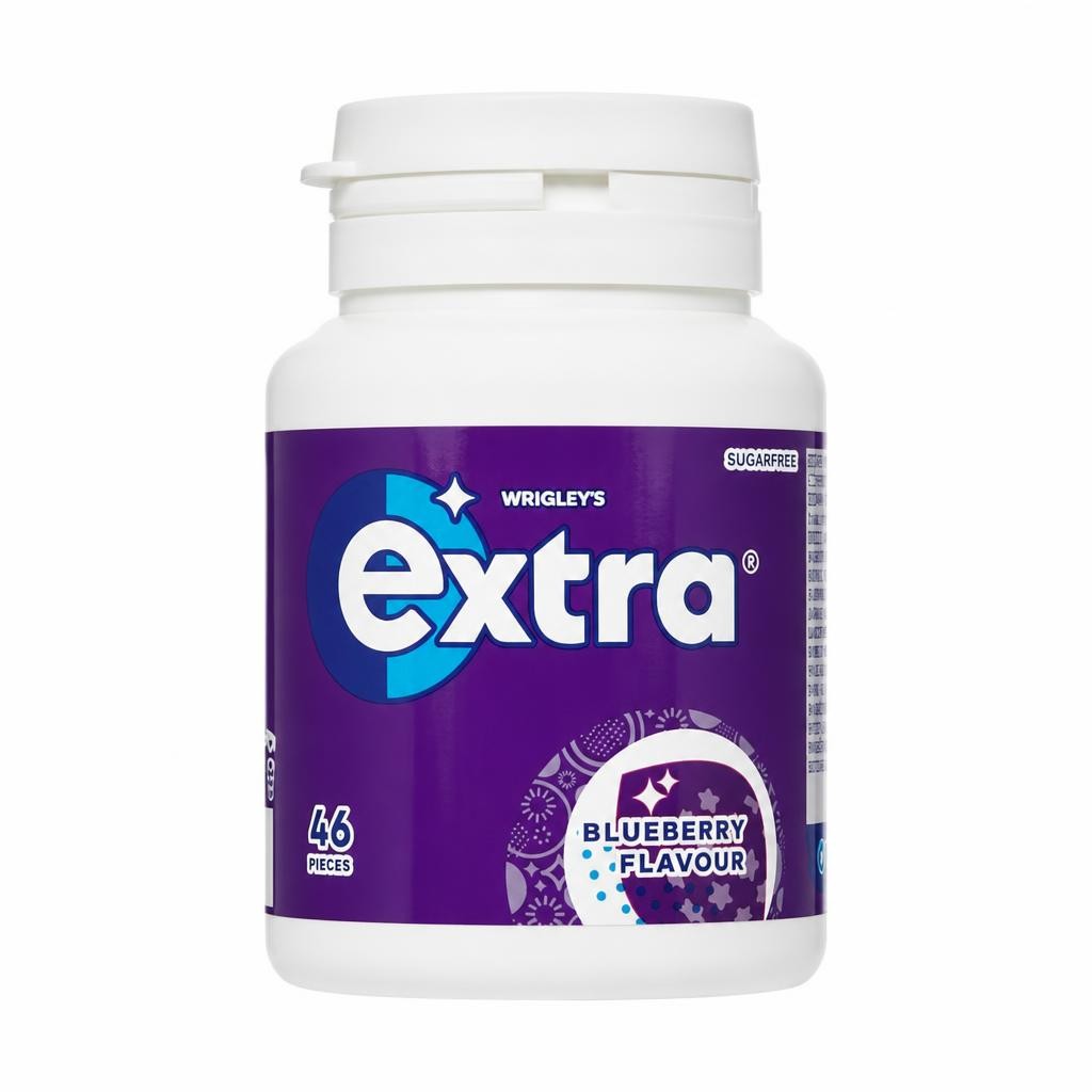 Wrigley's Extra Blueberry Flavour Sugarfree Chewing Gum Bottle 46 Pieces 64g