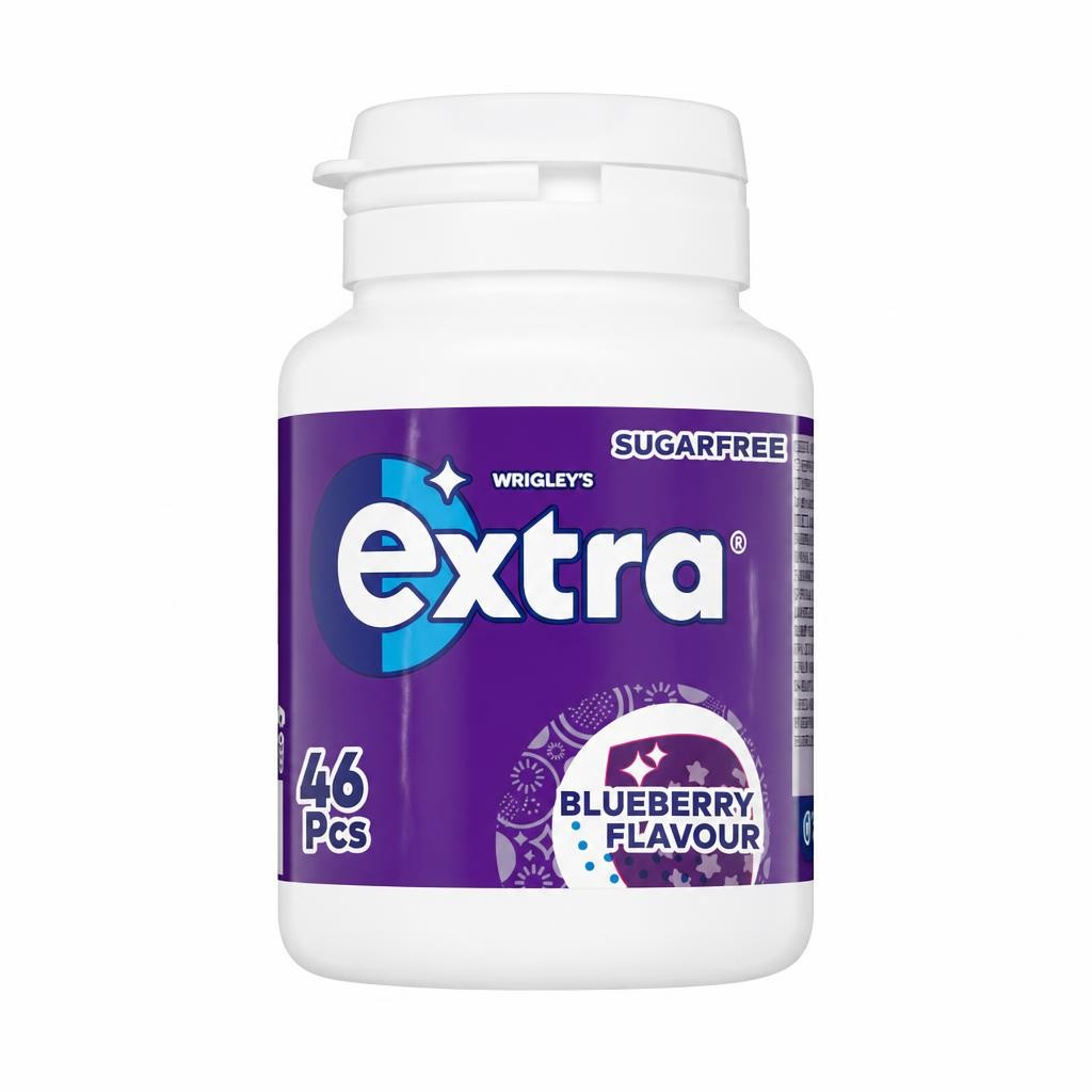 Wrigley's Extra Blueberry Flavour Sugarfree Chewing Gum Bottle 46 Pieces 64g