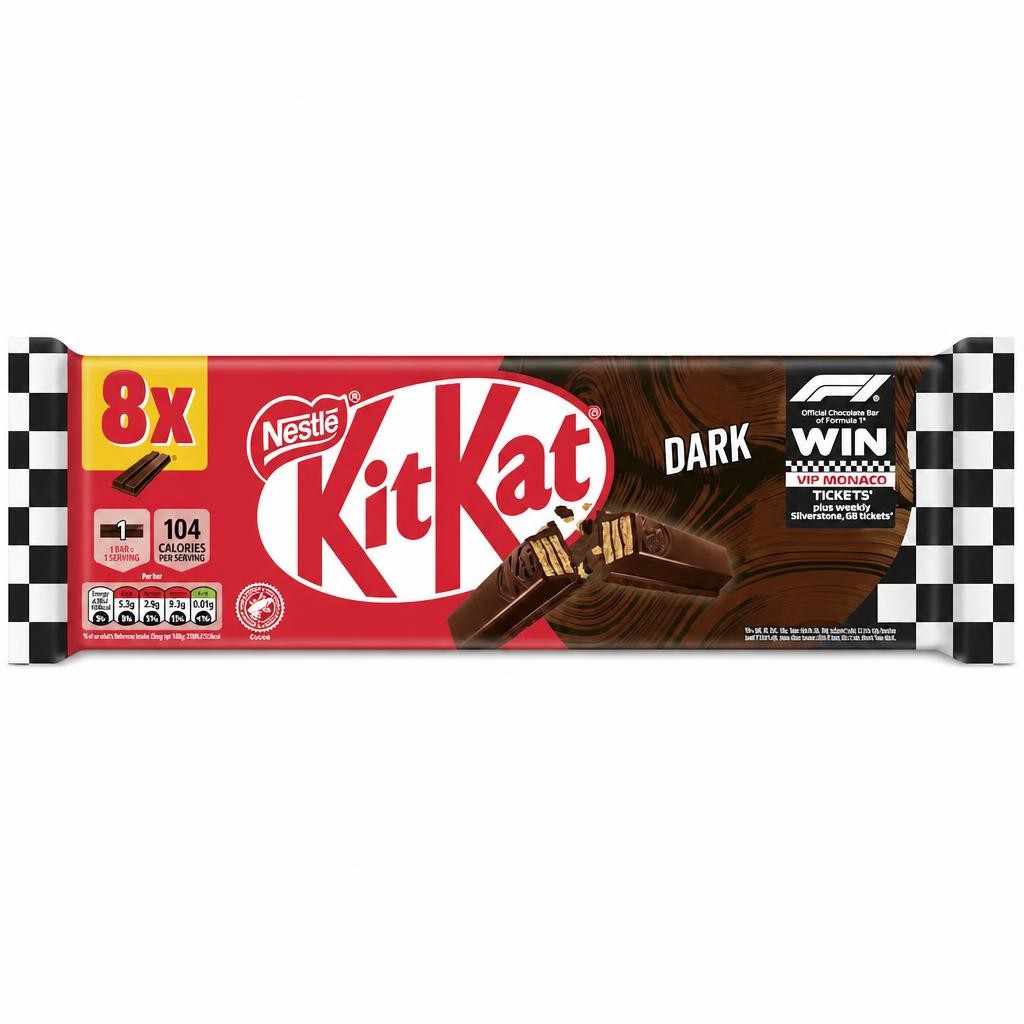 KitKat 2 Finger Dark Chocolate Biscuit Bar 8 Pack Multipack 165.6g