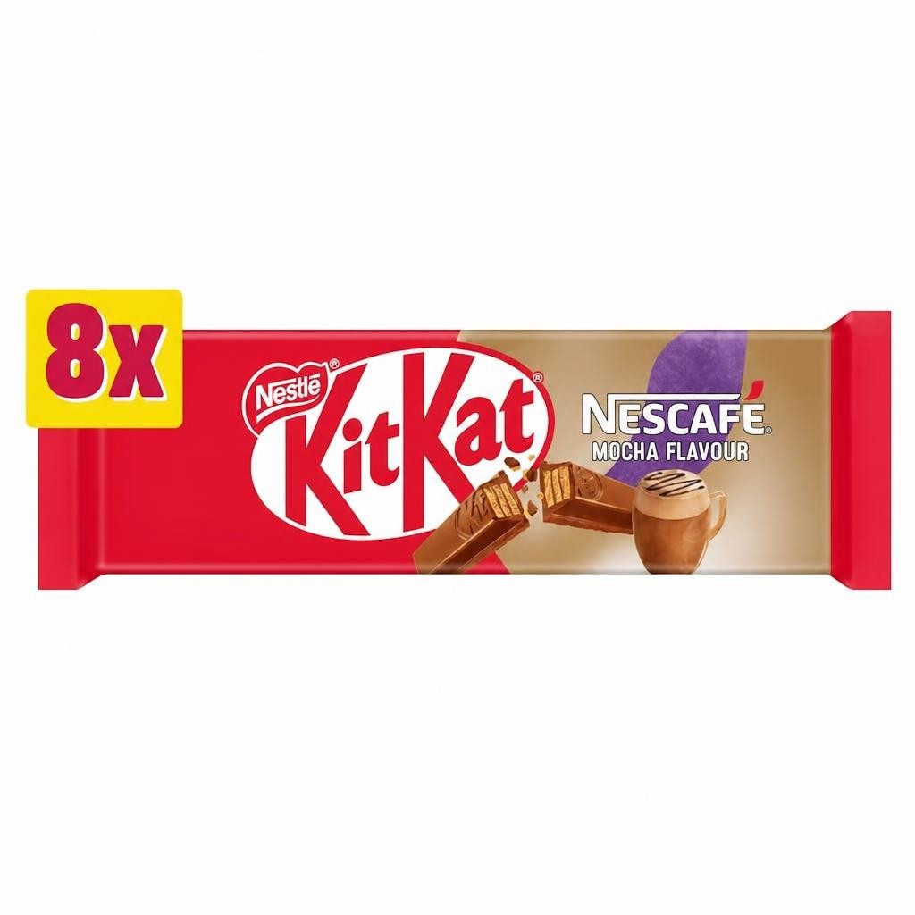 KitKat 2 Finger Mocha Flavour Chocolate Biscuit Bars 8 Pack Multipack 165.6g