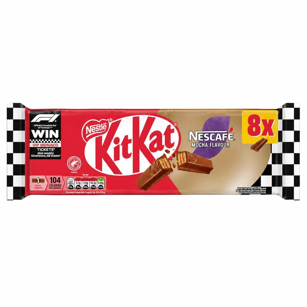 KitKat 2 Finger Mocha Flavour Chocolate Biscuit Bars 8 Pack Multipack 165.6g