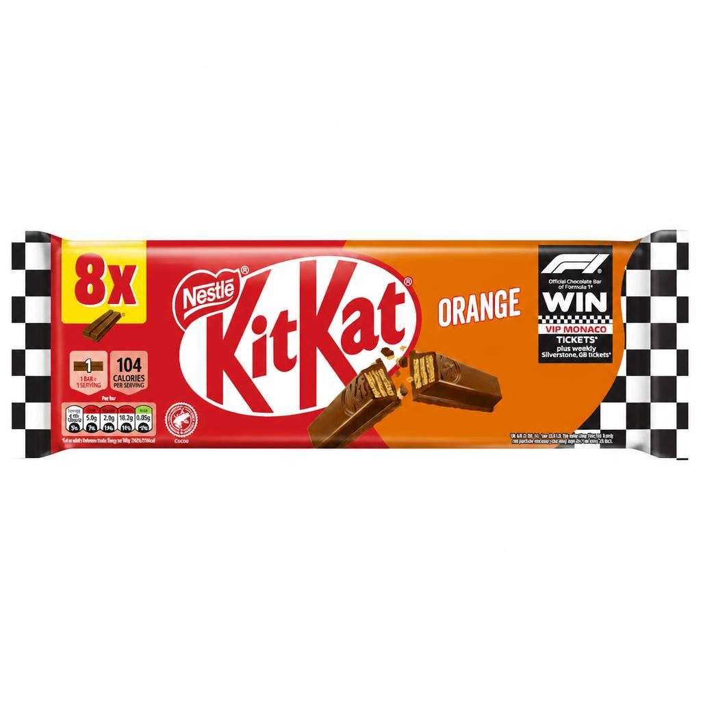 KitKat 2 Finger Orange Chocolate Biscuit Bar 8 Pack Multipack 165.6g