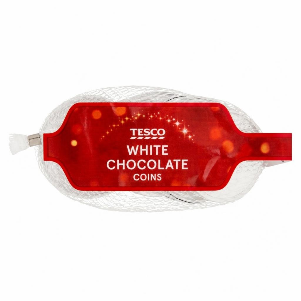 Tesco White Chocolate Coins 62G