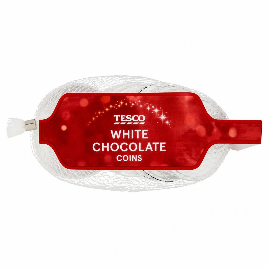 Tesco White Chocolate Coins 62G