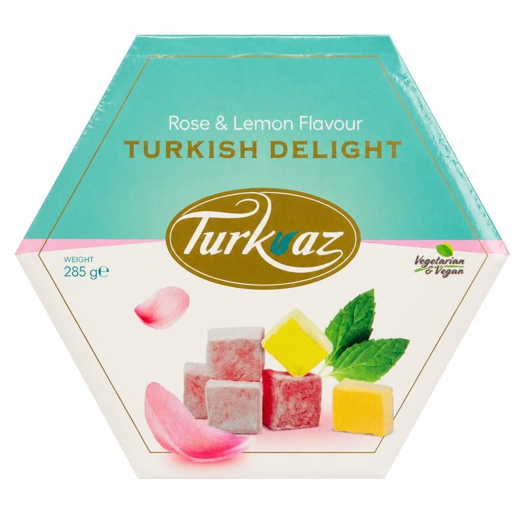 Turkuaz Rose and Lemon Flavour Turkish Delight 285g