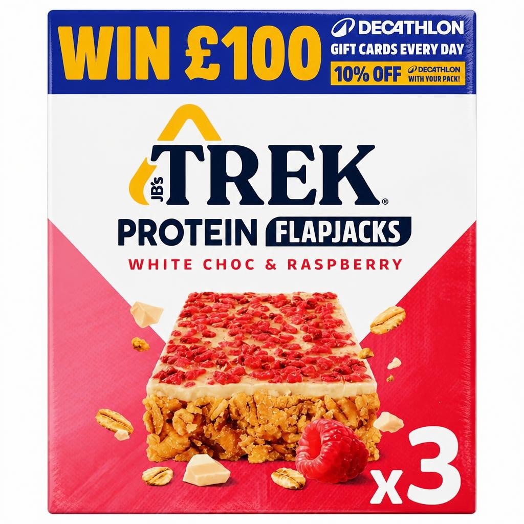 TREK White Choc & Raspberry Protein Flapjacks 3x50g