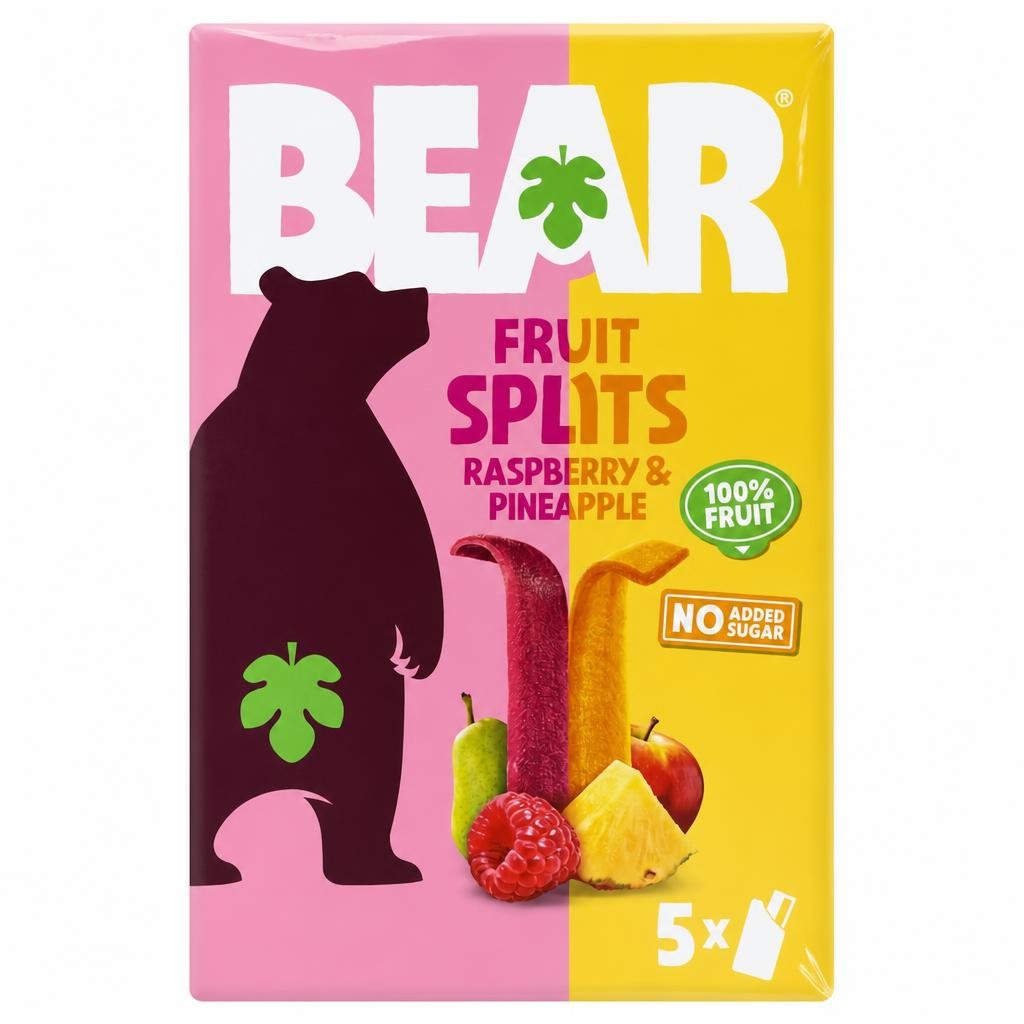 BEAR Fruit Splits Pineapple & Raspberry Multipack 5x20g
