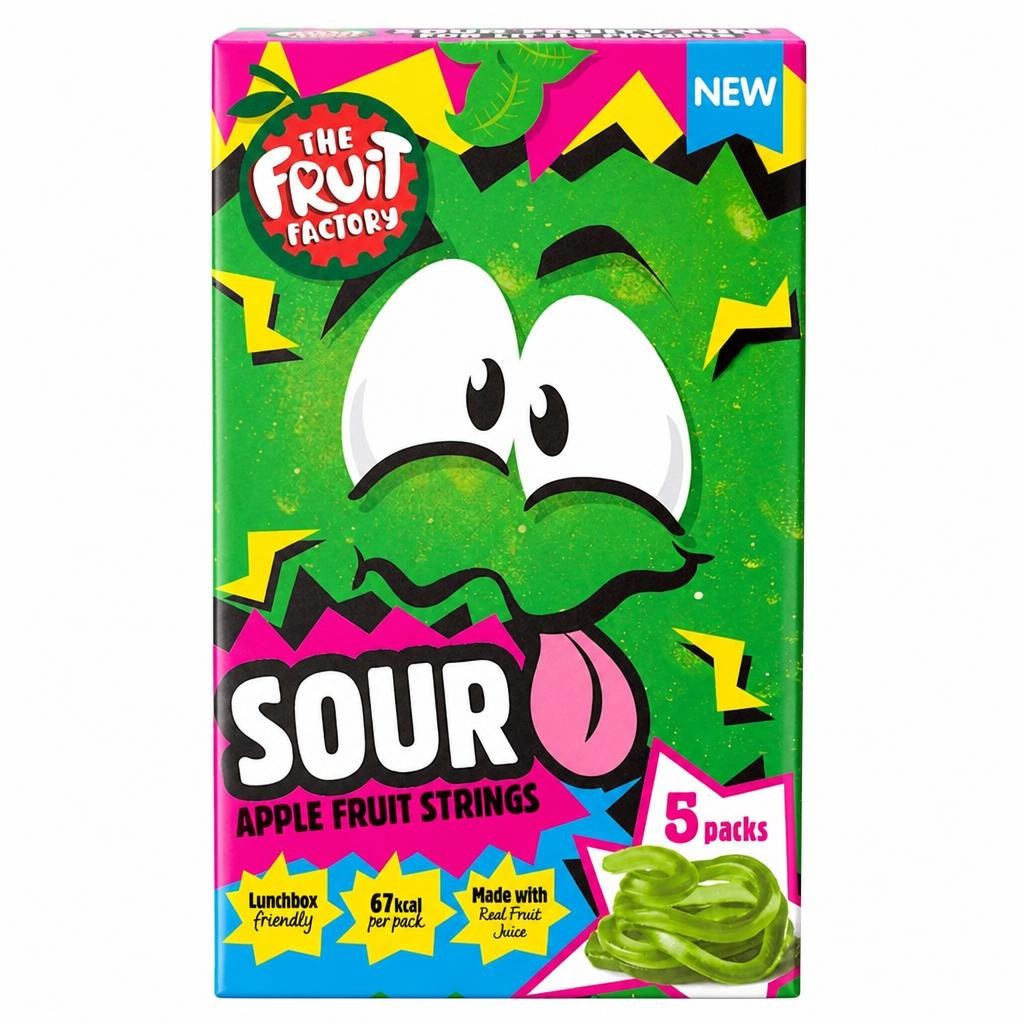 The Fruit Factory Sour Apple Fruit Strings 5x20g