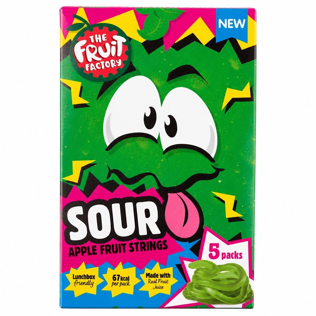 The Fruit Factory Sour Apple Fruit Strings 5x20g