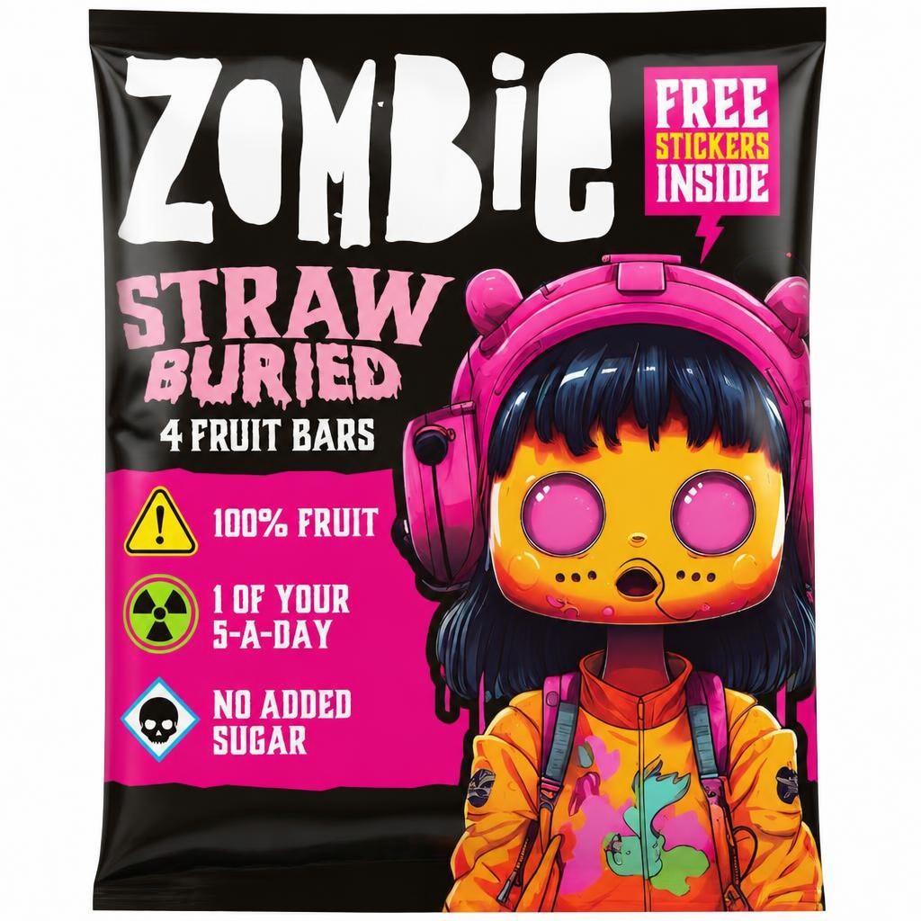 Zombie Strawberry Fruit Snack Bar Multipack 4x25g