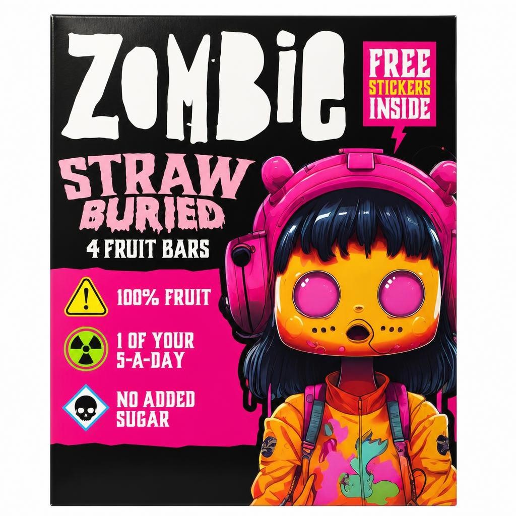 Zombie Strawberry Fruit Snack Bar Multipack 4x25g