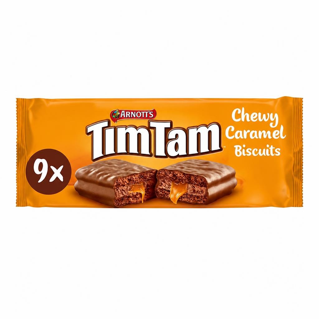 Tim Tam Chewy Caramel Chocolatey Biscuit Bars 9 Pieces 175g