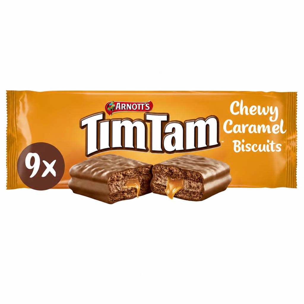 Tim Tam Chewy Caramel Chocolatey Biscuit Bars 9 Pieces 175g