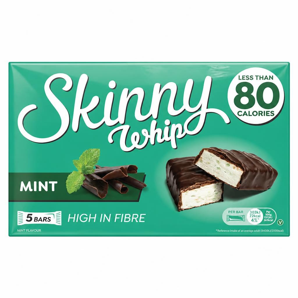 Skinny Whip Mint And Dark Chocolate Bars 5X20g