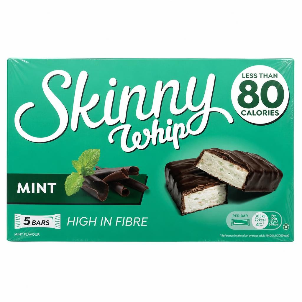 Skinny Whip Mint And Dark Chocolate Bars 5X20g