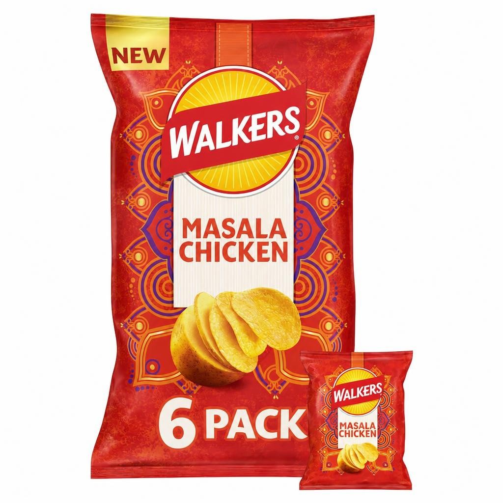 Walkers Masala Chicken Multipack Crisps 6 x 25g