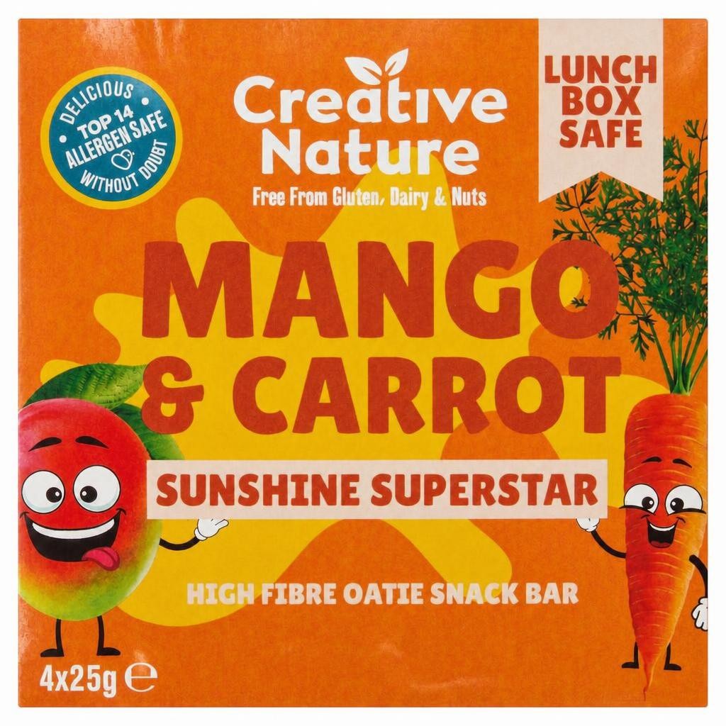 Creative Nature Mango and Carrot Kids snack bar multipack 4 x 25g