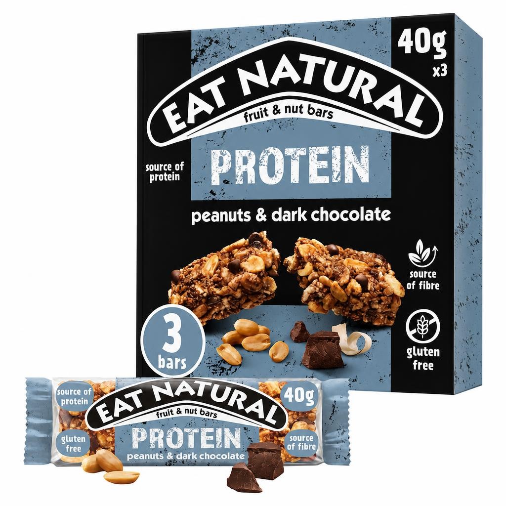Eat Natural Protein Fruit & Nut Bars - Peanuts & Dark Chocolate 3 x 40g