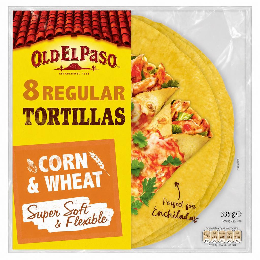 Old El Paso Soft Corn Tortillas Wraps X8 335G