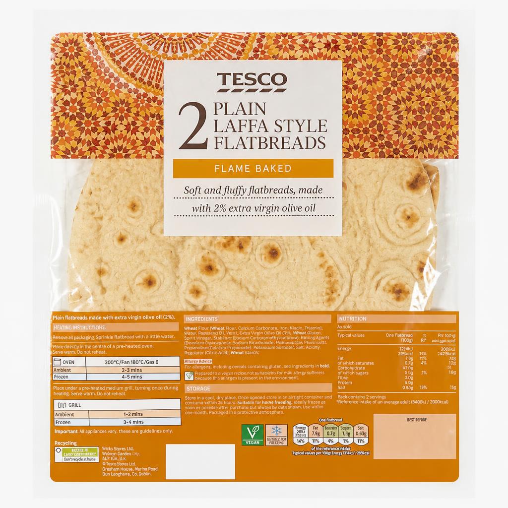 Tesco Plain Laffa Style Flatbreads 2 Pack