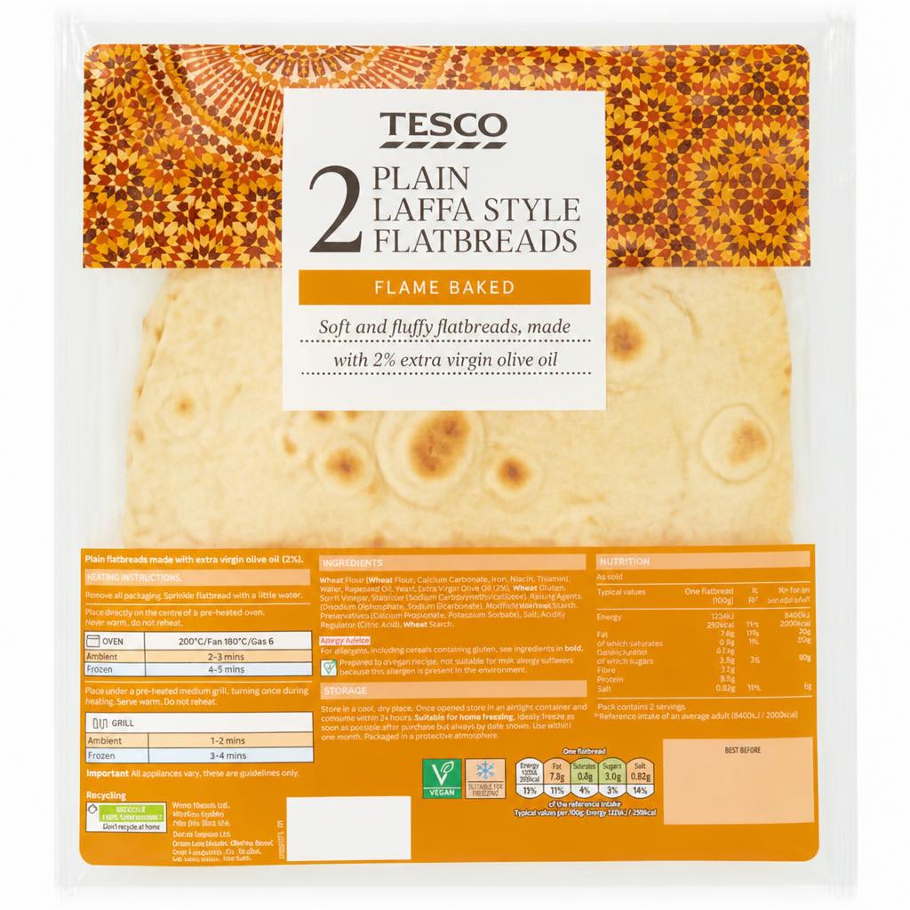 Tesco Plain Laffa Style Flatbreads 2 Pack
