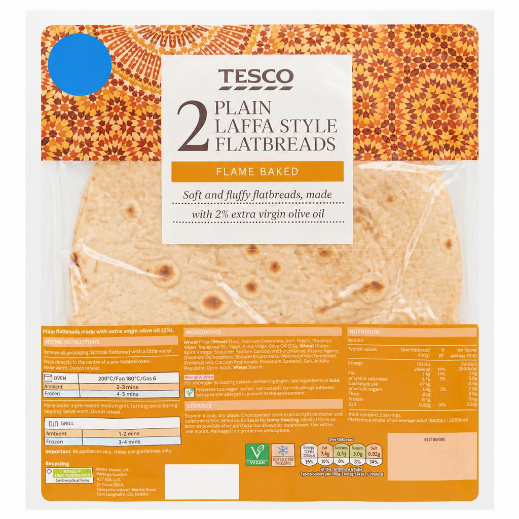 Tesco Plain Laffa Style Flatbreads 2 Pack