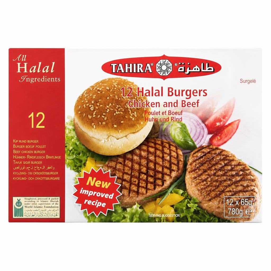 Tahira Halal Chicken and Beef Burgers 12 Pack 780g