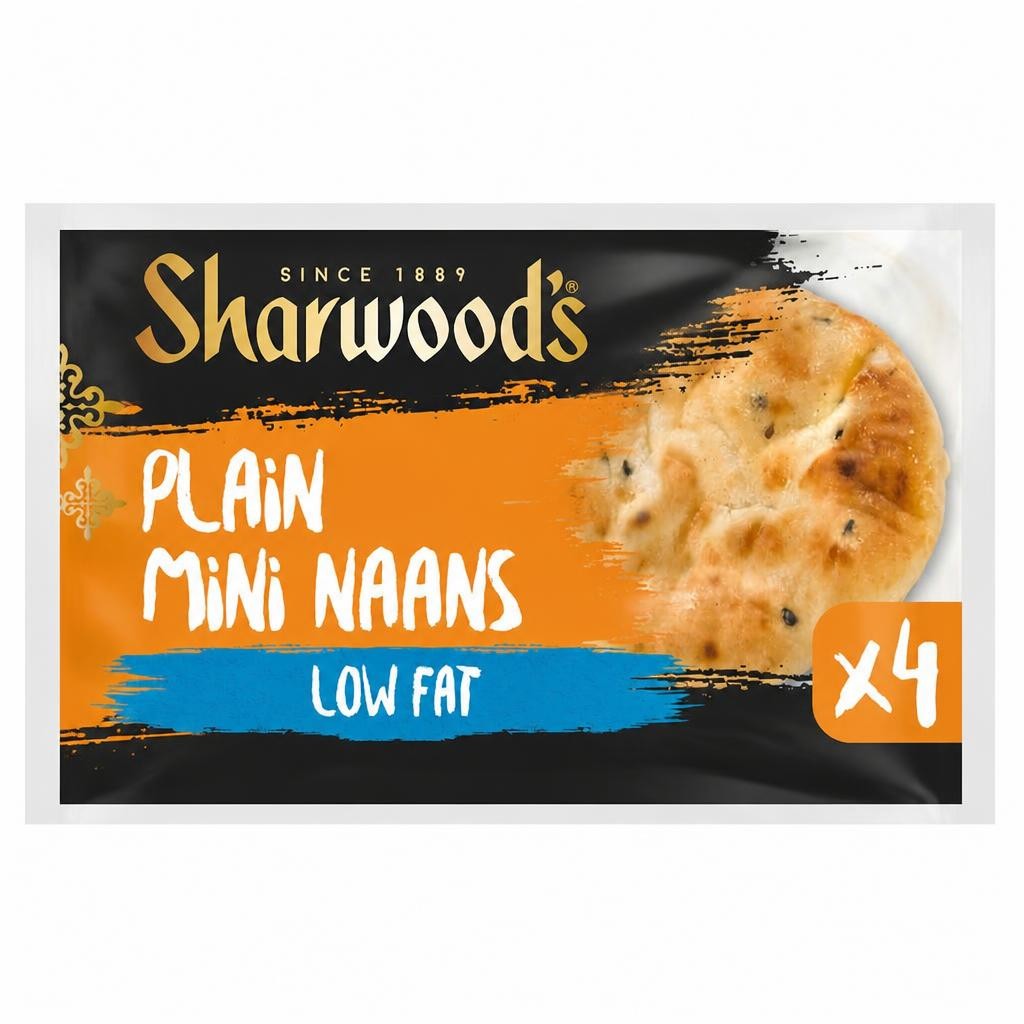 Sharwood's 4 Plain Mini Naans Low Fat 260G