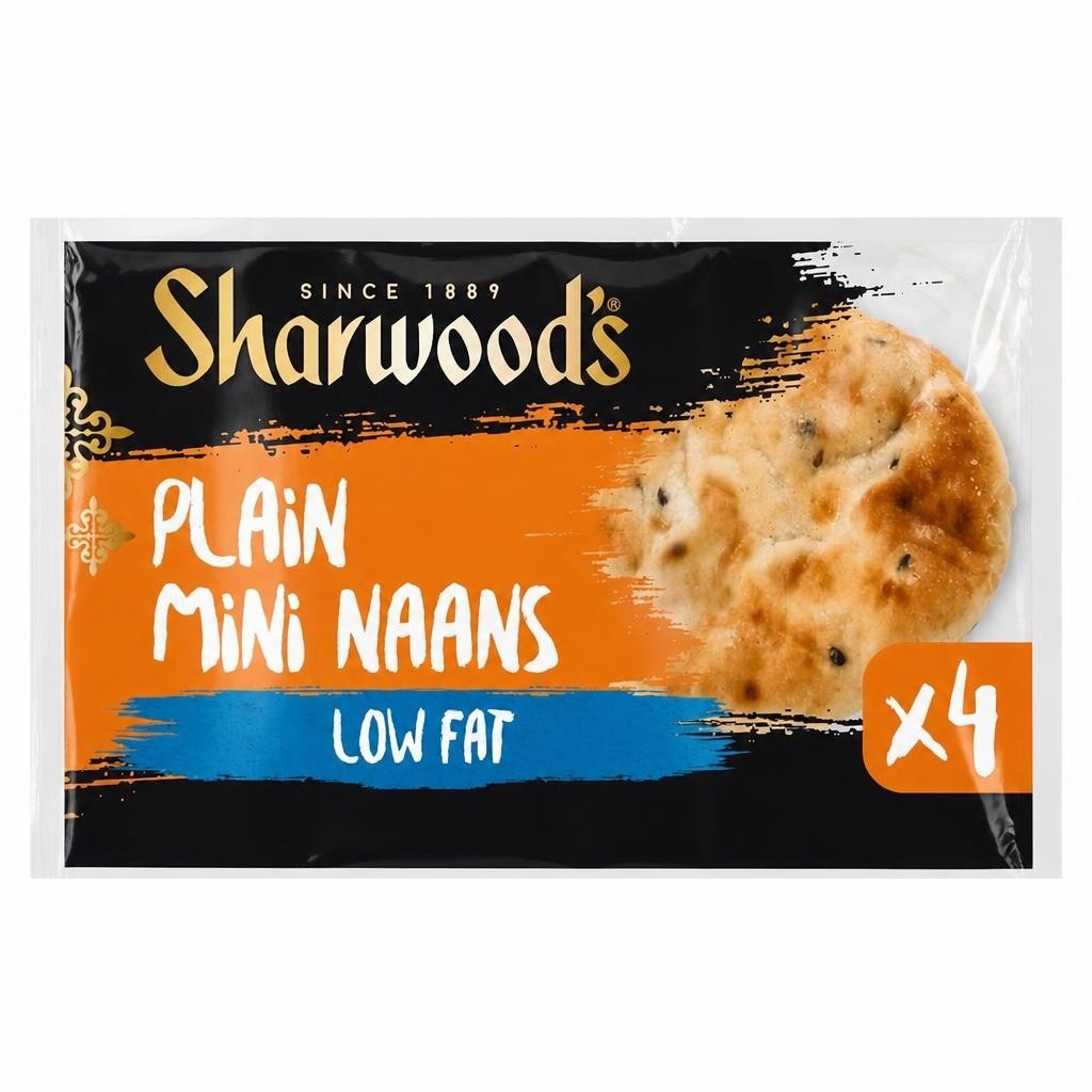 Sharwood's 4 Plain Mini Naans Low Fat 260G