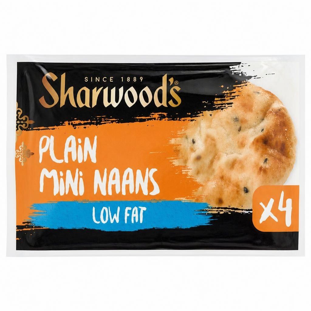Sharwood's 4 Plain Mini Naans Low Fat 260G