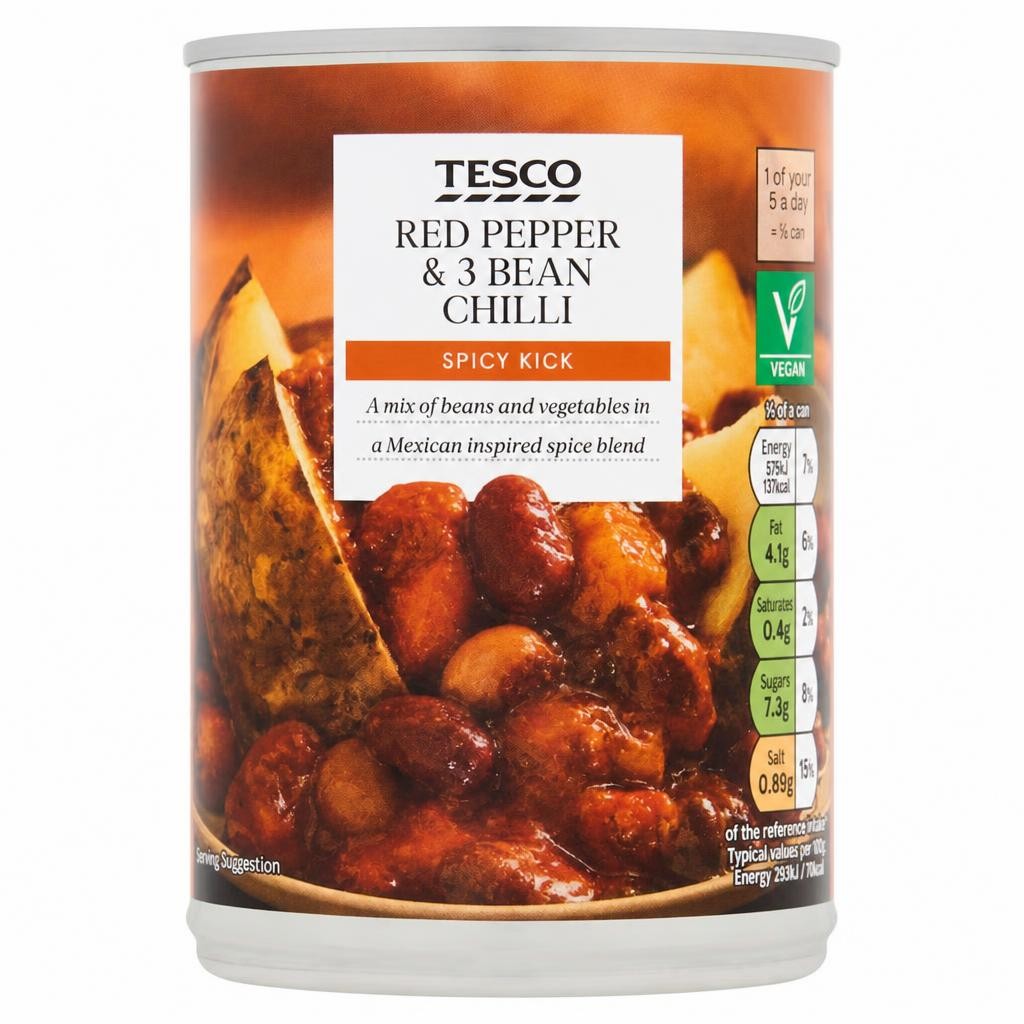 Tesco Red Pepper & 3 Bean Chilli 392G