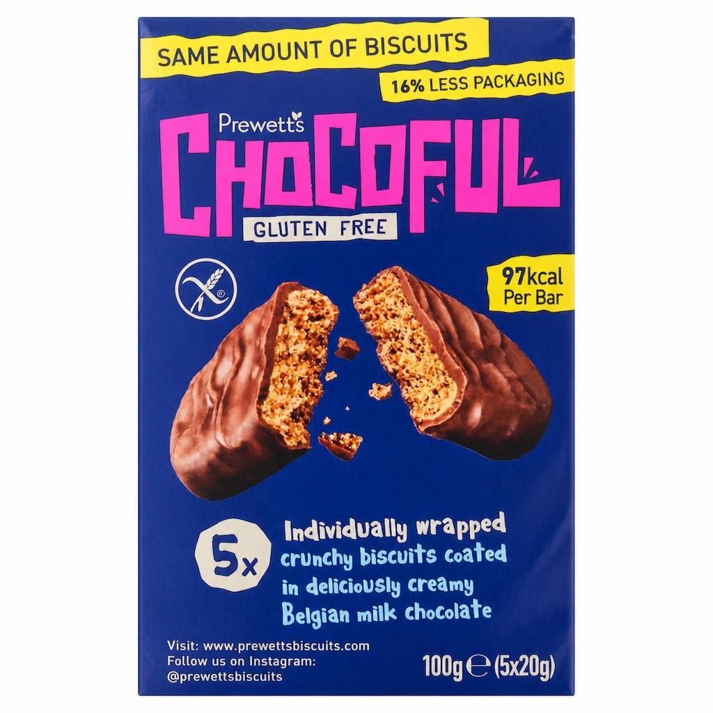 Prewett's Gluten Free Milk Chocolate Chocoful Biscuits 5 Pack 100g