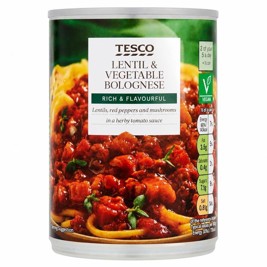 Tesco Lentil & Vegetable Bolognese 392G