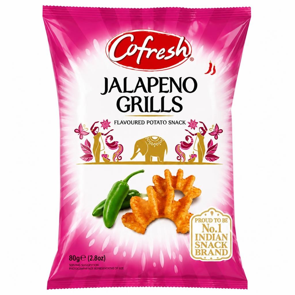 Cofresh Mild & Tangy Jalapeno Potato Grills 80G