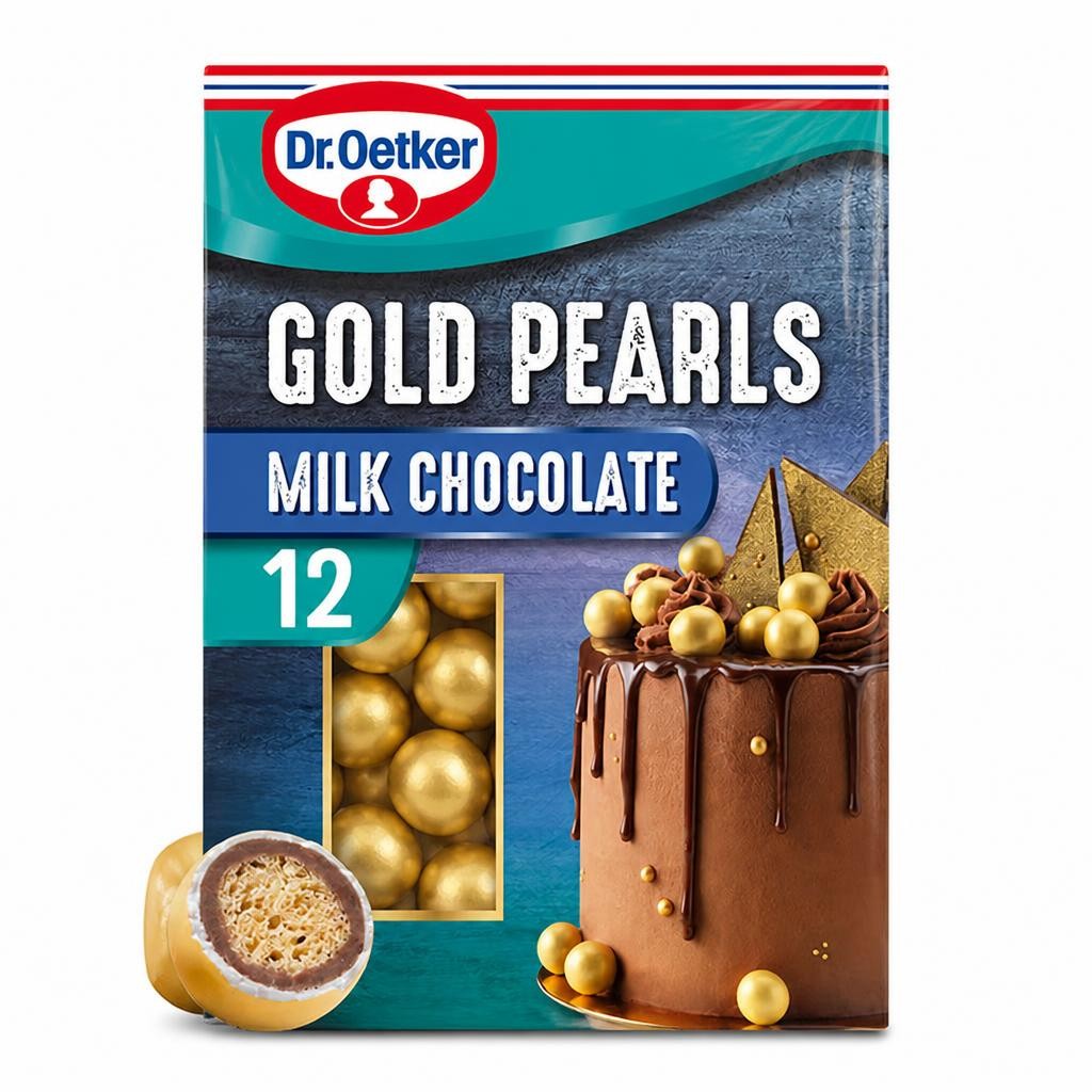 Dr Oetker 12 Milk Chocolate Gold Pearls 36G