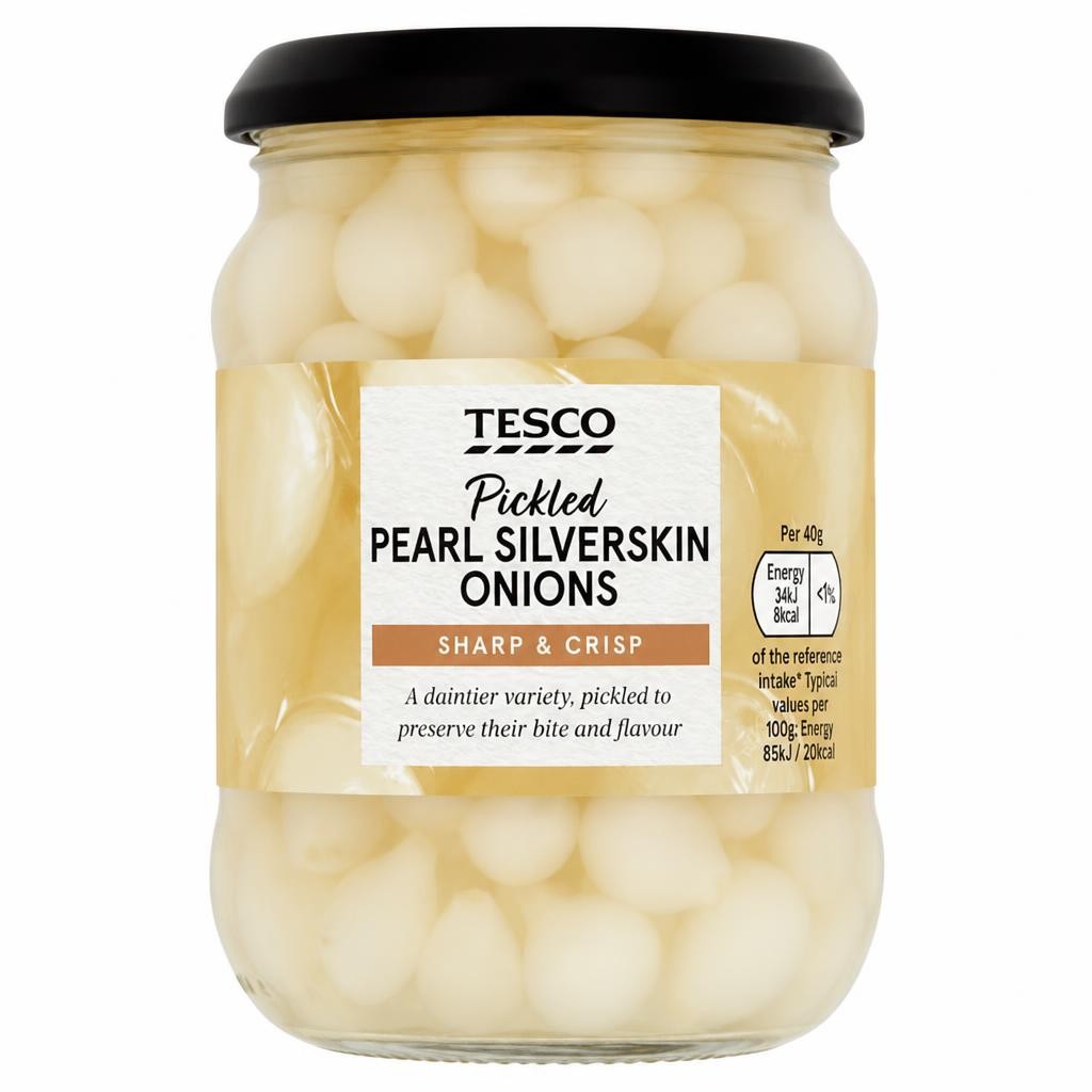 Tesco Pickled Pearl Silverskin Onions 340g