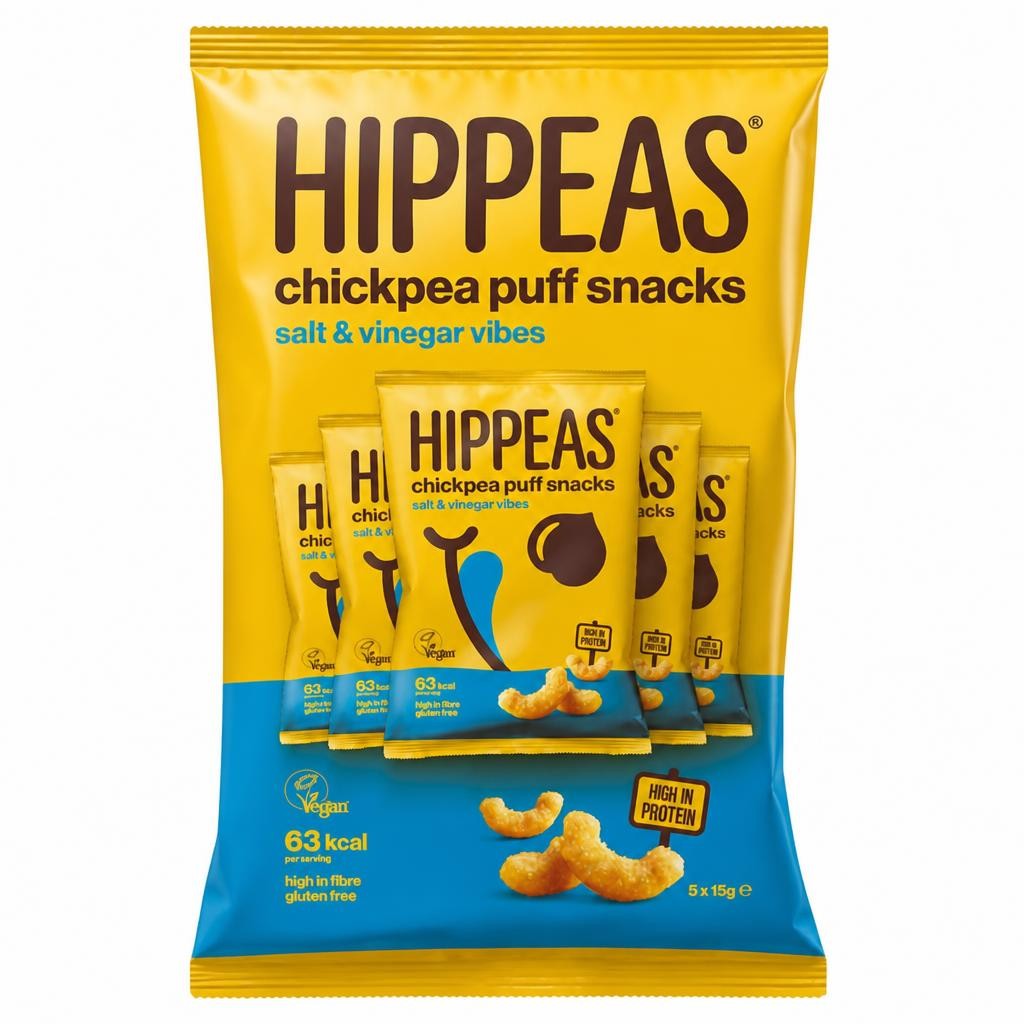 Hippeas Salt & Vinegar Vibes Chickpea Puff Snacks 5 Pack 15g