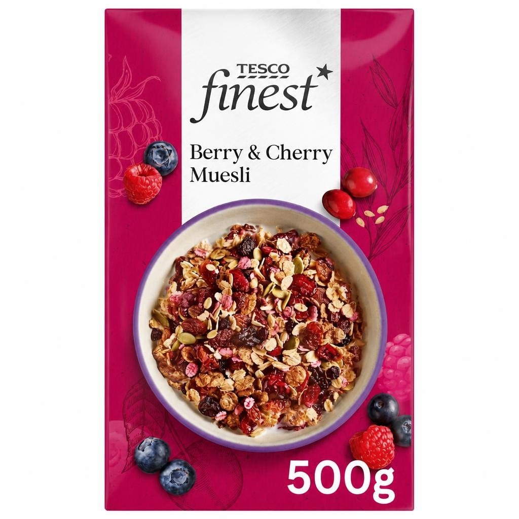 Tesco Finest Berry & Cherry Museli 500G