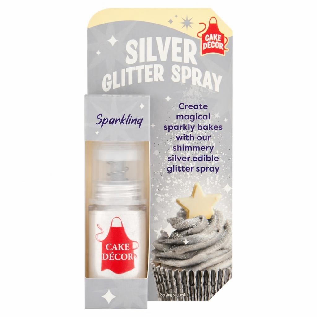Cake Decor Silver Glitter Spray 4G