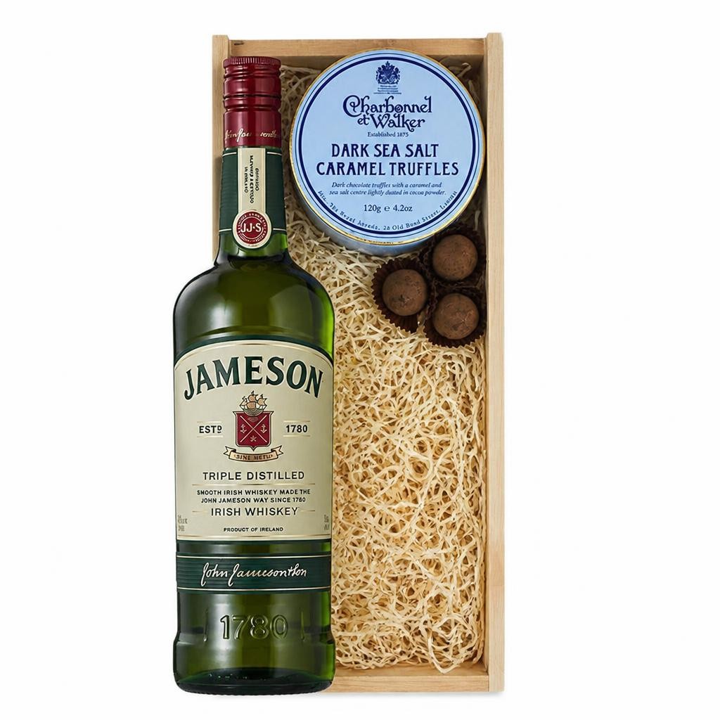 Jameson Irish Whiskey And Dark Sea Salt Charbonnel Chocolates Box 70cl 40% abv