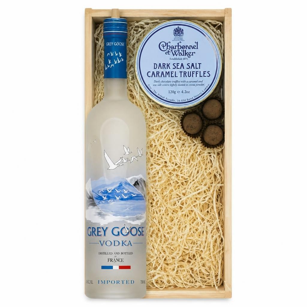 Grey Goose Vodka And Dark Sea Salt Charbonnel Chocolates Box 70cl 40% abv