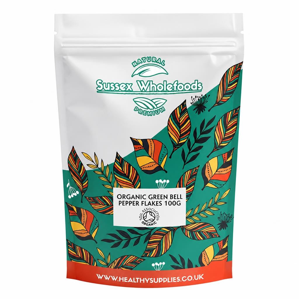 Organic Green Bell Pepper Flakes 100g (Sussex Wholefoods) | Multi
