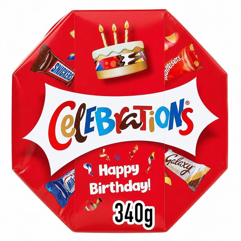 Celebrations Centrepiece 340g Chocolate Gift with 'Happy Birthday' Sleeve