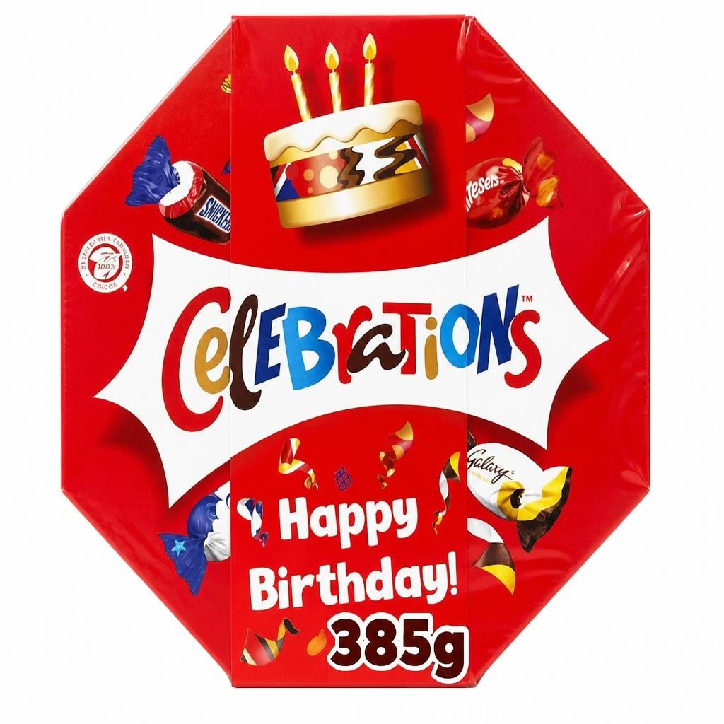 Celebrations Centrepiece 385g Chocolate Gift with 'Happy Birthday' Sleeve