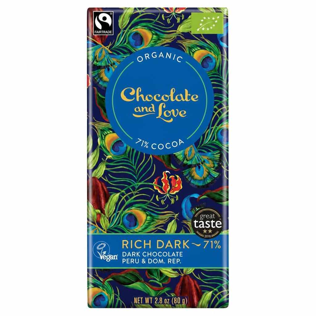 Rich Dark Chocolate, Organic 80g (Chocolate and Love)