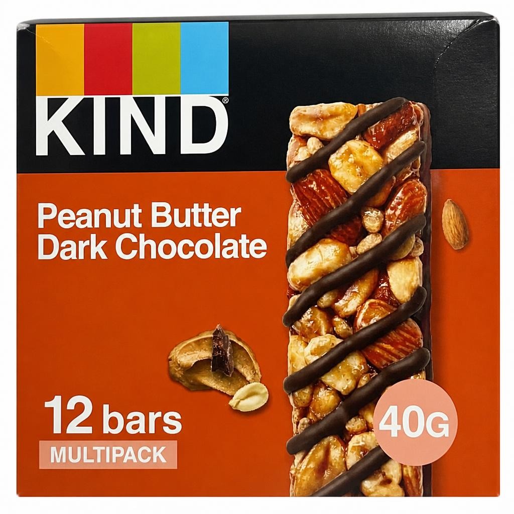 KIND Bars, Gluten Free Snack Bars, Peanut Butter Dark Chocolate, Healthy Snack, No Artificial Colours, Flavours or Preservatives, Multipack 12 x 40g | Red