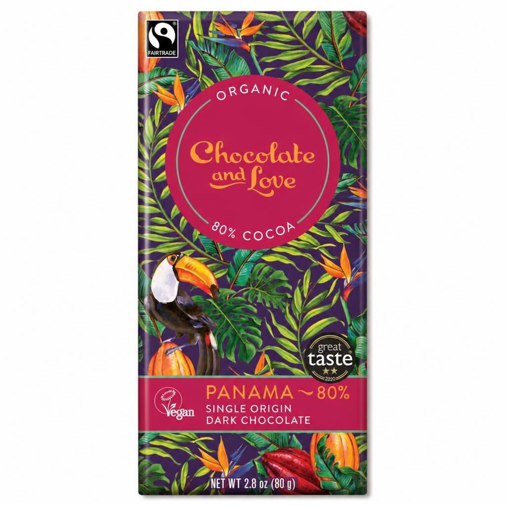 Panama Dark Chocolate, Organic 80g (Chocolate and Love)