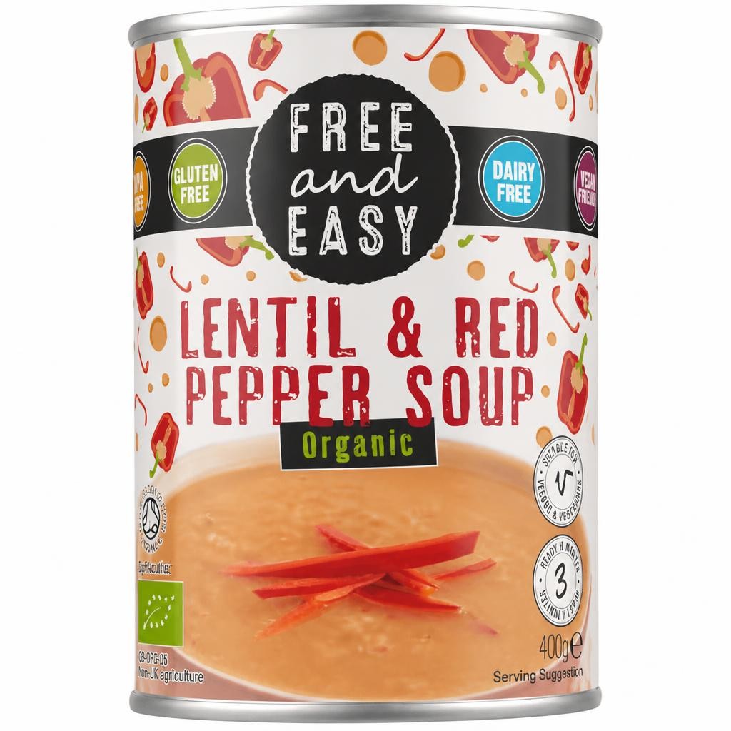 Organic Lentil & Red Pepper Soup 400g (Free & Easy) | Multi
